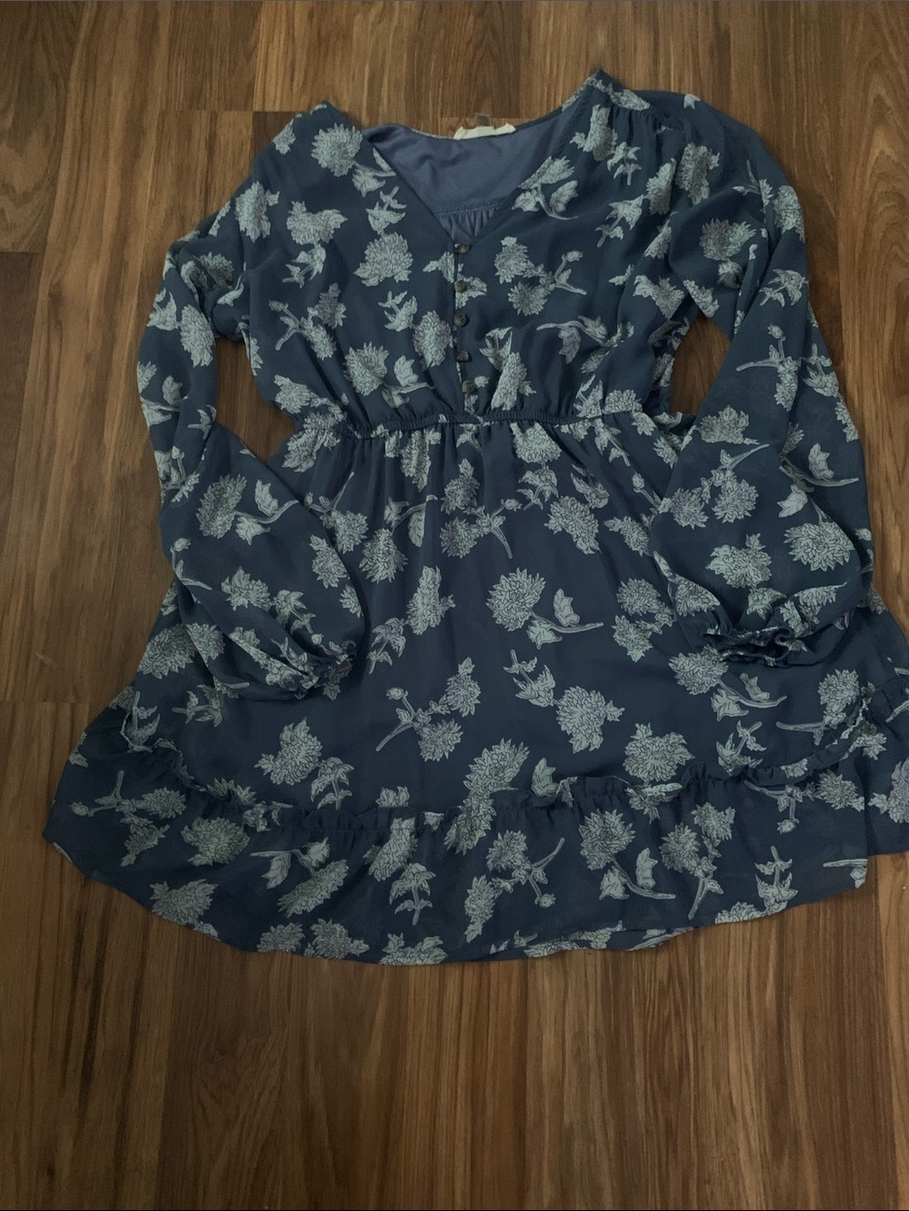 Floral Mini Dress in Dusty Blue